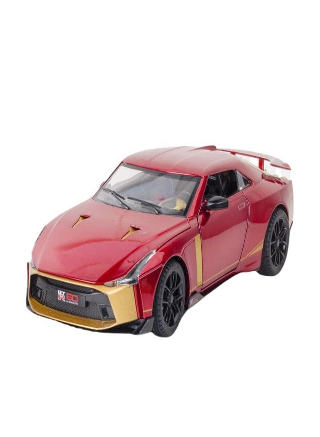 PLUSPOINT Diecast GTR-50 Toy Car 1:24 Scale Model,Pull Back Vehicles Alloy Simulation Supercar with Lights and Sound Also for Car Dashboard,Kids,Adult (1:24-GTR50-Red) - Image 1